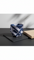 Bespoke silk scarf geometric deep sapphire print